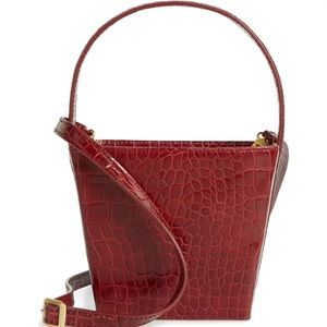 Staud Edie Embossed Leather Bucket Bag